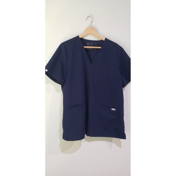 Figs Women's Casma Three-Pocket Scrub Top Navy Blue XL Short Sleeve V-Neck - Picture 1 of 6